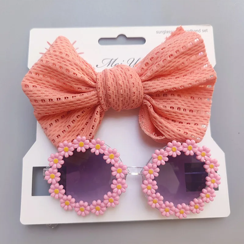 Childrens Daisy Sunglasses And Bow Headband Set For Summer_voghion.com