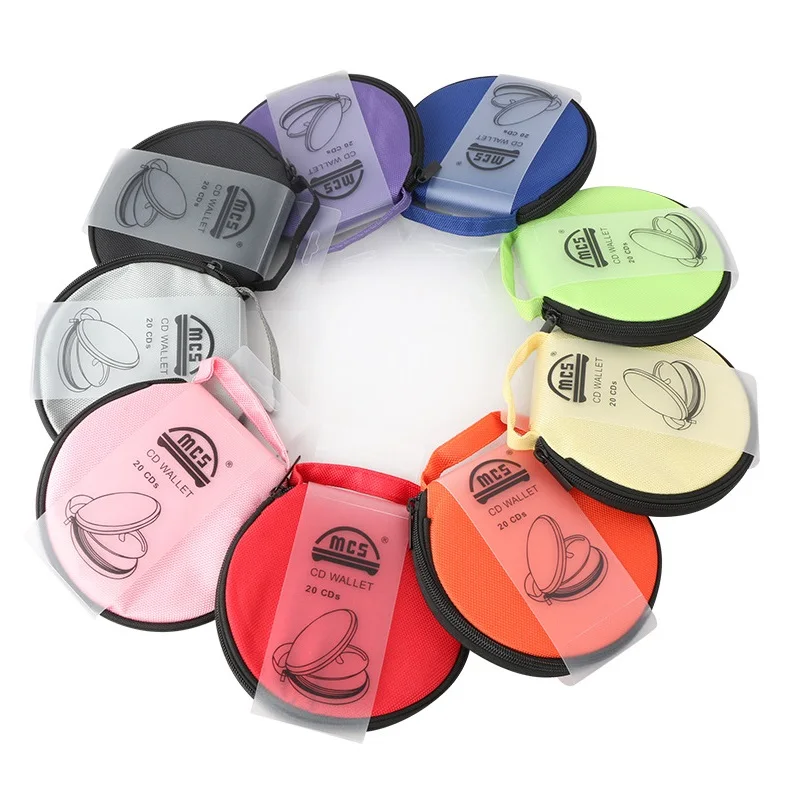Portable CD DVD Case 20 Capacity Oxford Cloth CD Storage Bag Round Holder With Zipper For Home Car Box Bag