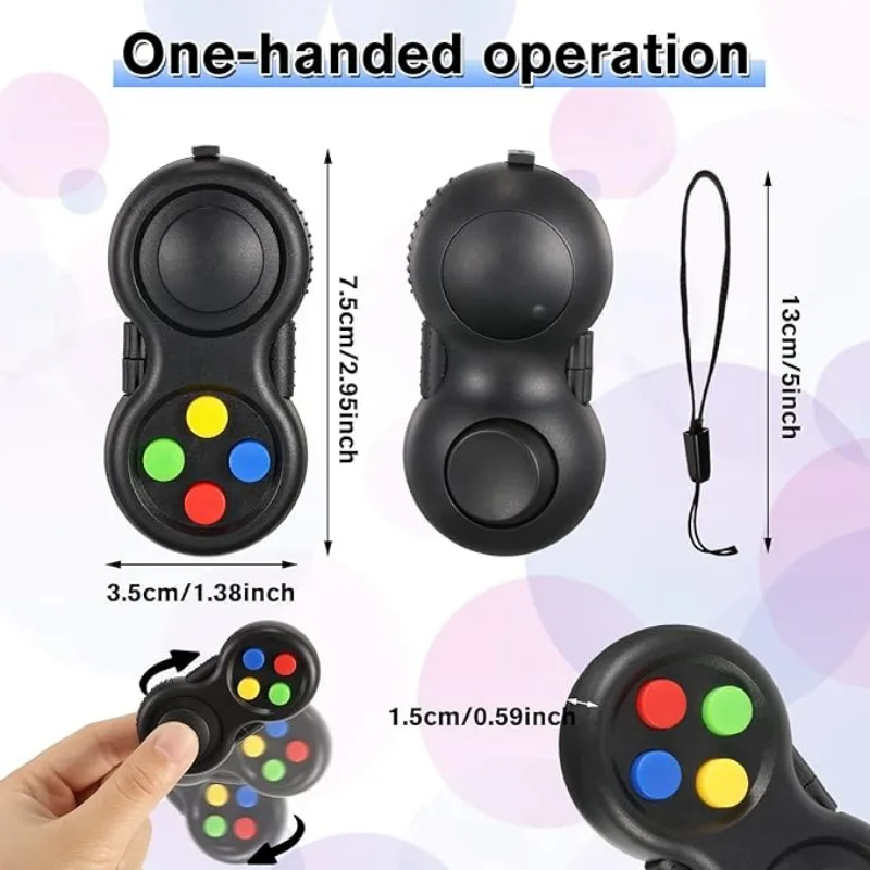 8 Function Fidget Buttons Game Controller Classic Handheld Fun Pad EDC Toys Sensory Educational Toys Relieving Stress Anxiety