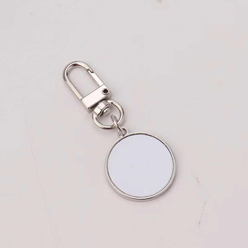 DHL200pcs Sublimation DIY White Blank Metal Love Circle Shaped Keychain