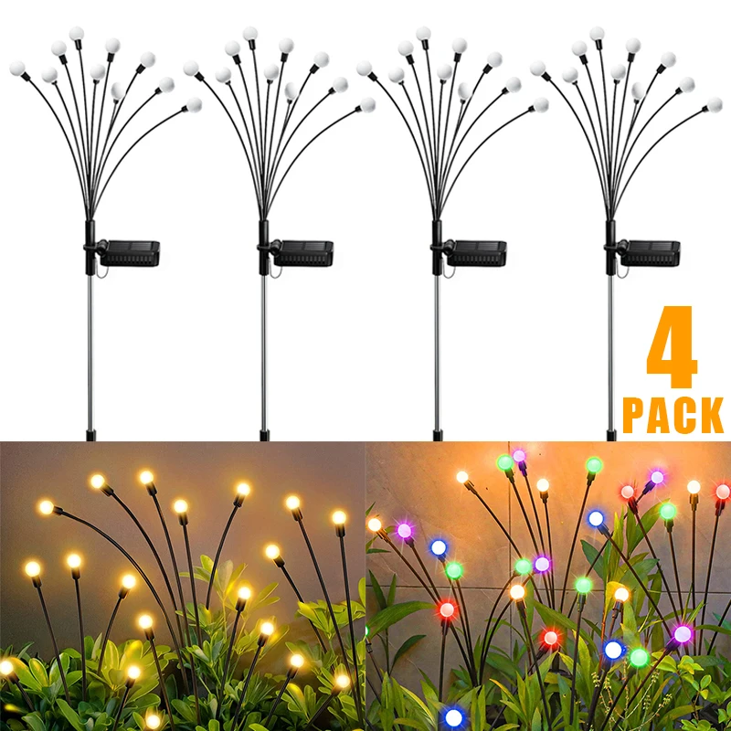 Solar LED Lights Solar LED Firefly Lights Outdoor Garden Decor Lawn Solar Light Waterproof Patio Walkway Yard Balcony Pathway Lamp