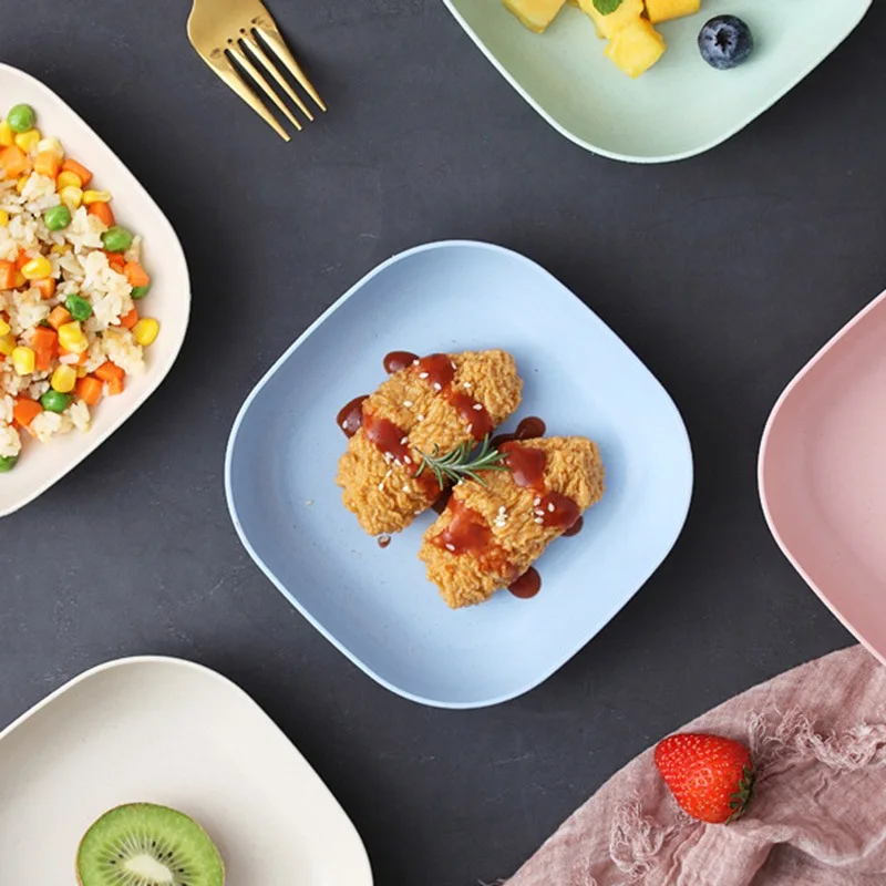 Wheat Straw Plate Set For Kids Round Dishes Unbreakable Lightweight Dessert Dinner Plates Home Picnic Fruit Snack Salad