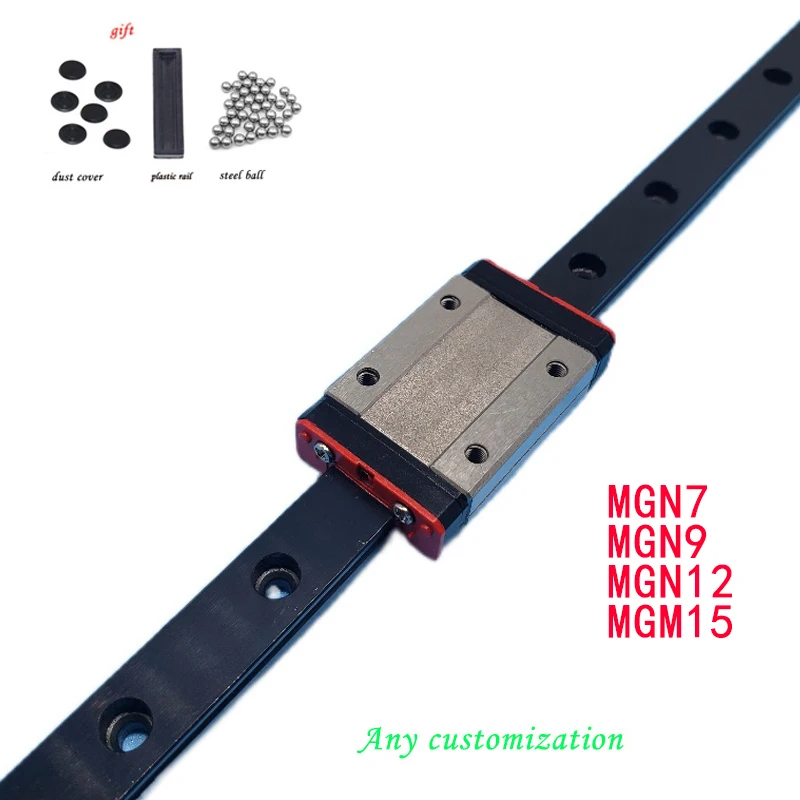 MGN12 MGN9 MGN15 MGN7 Miniature Linear Rail Slide 300 350 400 450 500 600 800 1000mm 1PC Linear Rail Guide+ 1PC MGN Carriage CNC