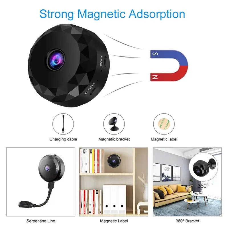 Mini 2.4G WiFi 170 Wide-angle CMOS Night Vision Motion Detection Weatherproof Family Security Camera with Memory Card Storage 4