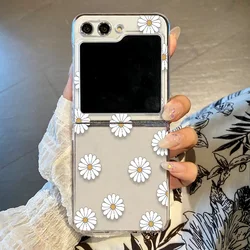 Floral Transparent Hard Cover - Flower Pattern Folding Clear Case for Galaxy Z Flip8 (A196 Daisy)