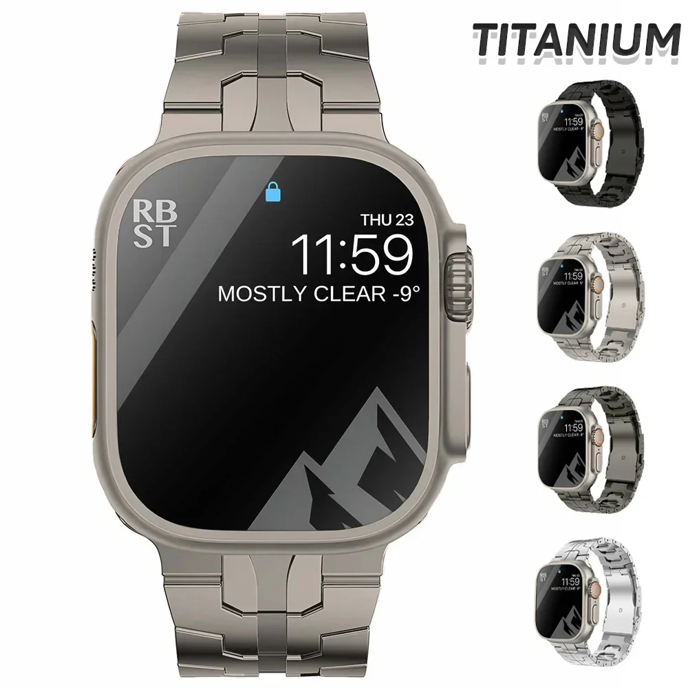 

Luxury Titanium Strap for Apple Watch Band Ultra 49mm 45mm 44mm 41mm 38mm Men's Style Bracelet Correa for IWatch 9 SE 8 7 6 5 4