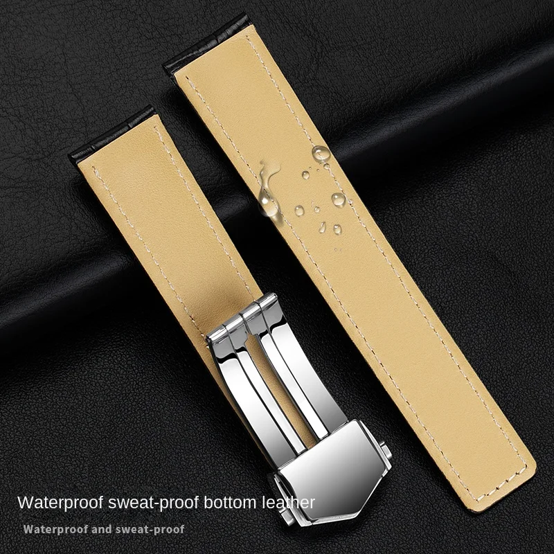 Premium Genuine Leather Blue Watch Strap, Exquisite Wristwatch Band in Multiple Sizes