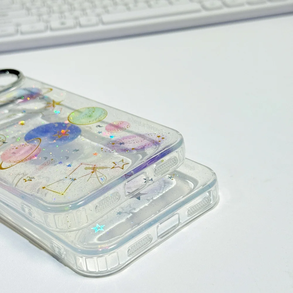 Glitter Star Planet TPU Transparent Drop-Resistant Phone Case