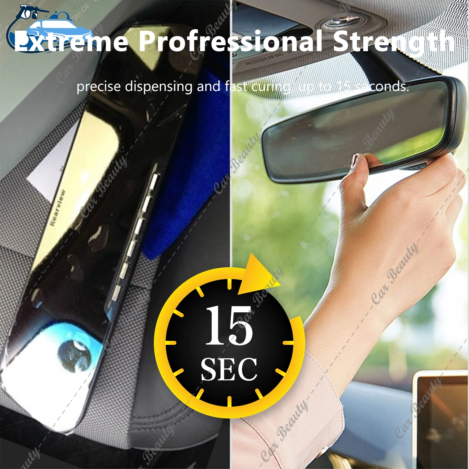 Rear view Mirror Professional Strength Rearview Adhesive Kit High-Bond for Glass & Metal Quick Curing Glue 0.014FL OZ 0.4ML 5