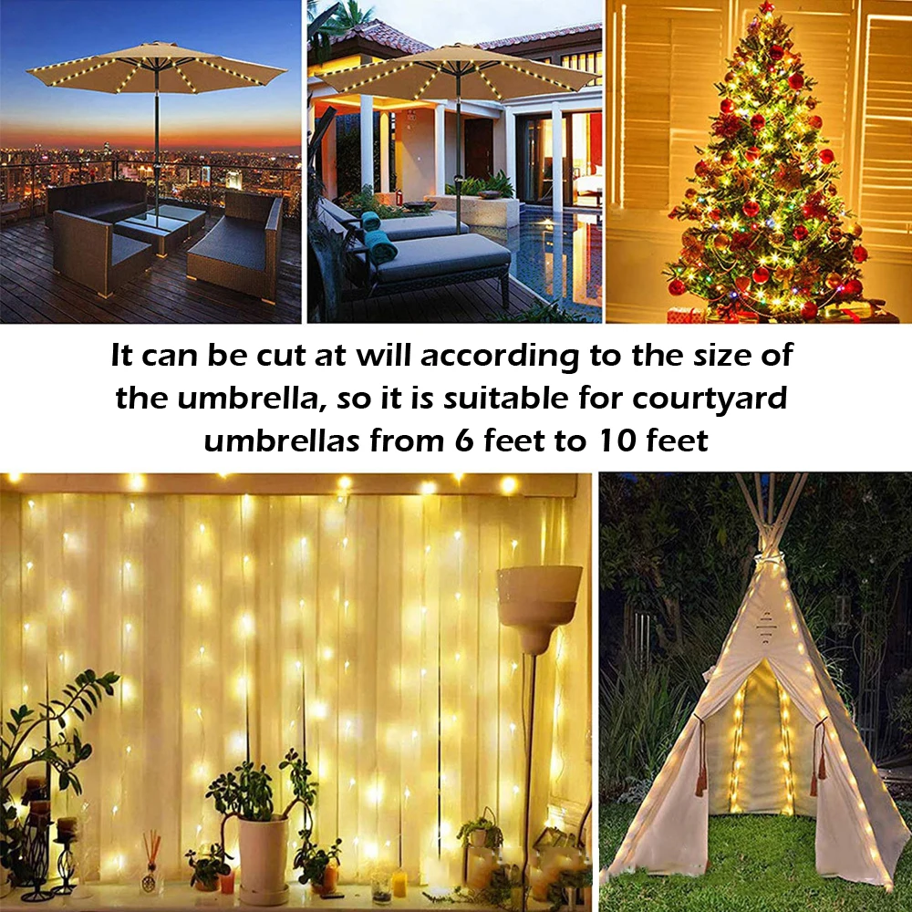 104 LED Solar Power Patio Umbrella Lights Outdoor Garden Parasol Fairy  String Lamp IP65 Waterproof Solar Camping Tent Lamp Light - AliExpress