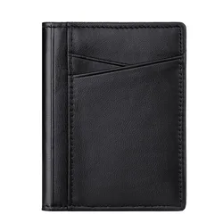 Premium Genuine Leather Ultra - Thin RFID Slim Wallet (Black)
