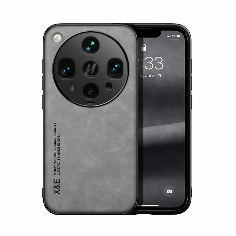 Vintage Durable Skin-Feeling PU Leather Phone Cover with Lens Protection