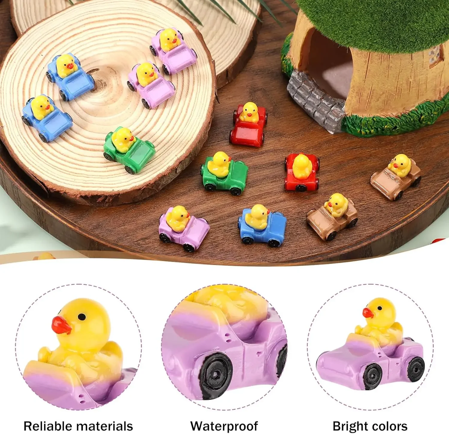 10/20/50pcs Mini Resin Ducks in Car Figurines, Cute Fairy Animals Miniatures, Micro Landscape DIY Craft Home Decoration Supplies 6