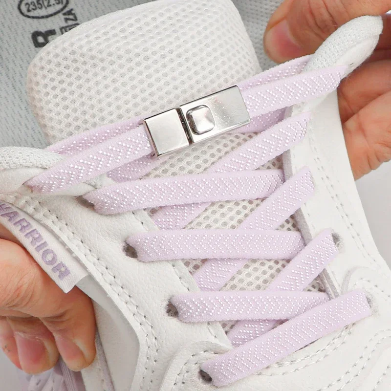 

1Pair Press Lock Elastic Laces Sneakers Shoelaces Without Ties Kids Adult Flats Shoelace No Tie Shoe Laces for Shoes Accessories