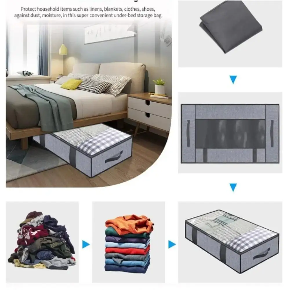 2PCS Household Bed Bottom Storage Box Collapsible Non-Woven Clothing Quilt Toy Blanket Storage Box Storage Bag 2