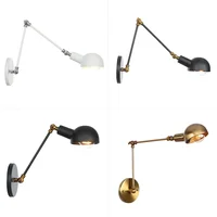 Industrial Adjustable Swing Arm Wall Lamp Reading Bedside Vintage Led Wall Lights Retro Extendable Fexible White Brass Lustre 1
