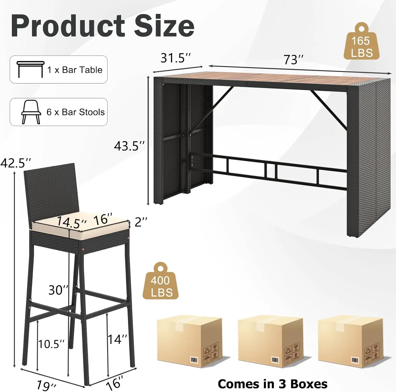 Customizable 7-Piece Outdoor Bar Set 4