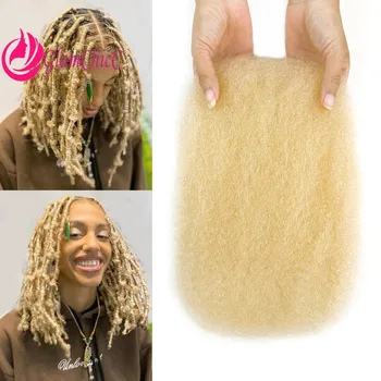 613 Blonde Afro Kinkys Bulk Human Hair for Braiding Curly Bulk for Twist Crochet Braids for Mini Twists or Dreadlock Extensions 1