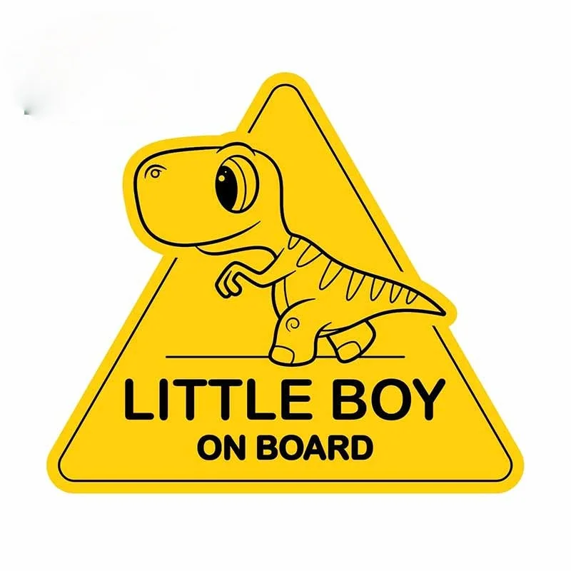 

13/17 cm Car Stickers Decor Motorcycle Decals Little Boy on Board Dinosaur Sign Decorative Accessories Creative Waterproof M66