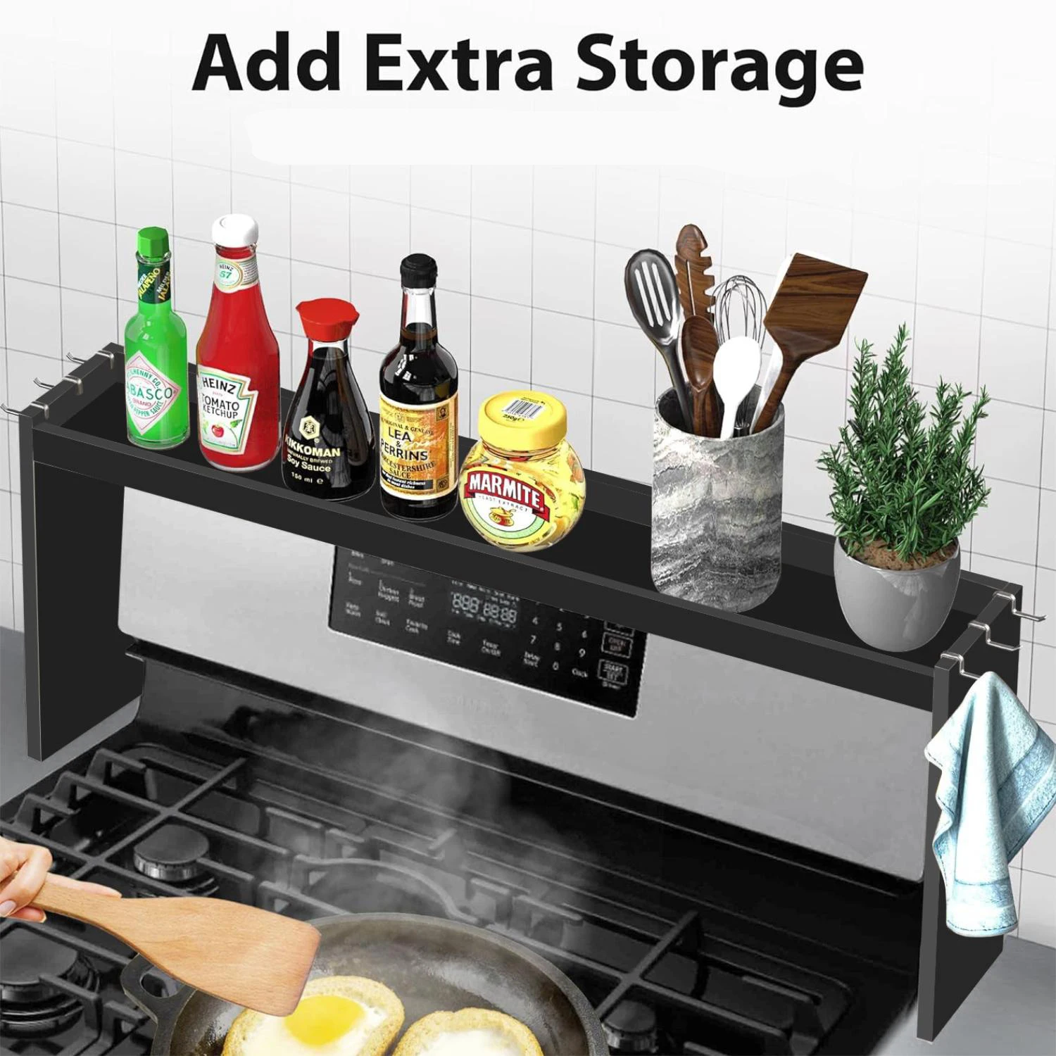Stove Top Shelf, Kitchen Over Shelf for Stove, Stove Spice Rack for Top,  Kitchen Spice Organizer 2