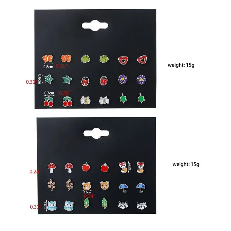 30 Pairs Stainless Steel Mixed Animals Heart Star Mushroom Tree Umbrella Earrings Set kids earrings set Kids