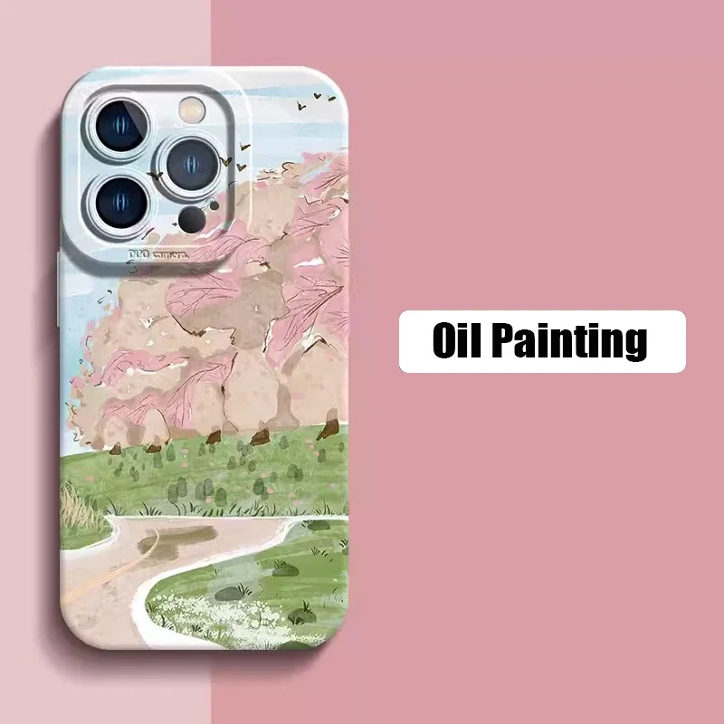 Pink Cherry Blossoms Van-Gogh Oil Painting Phone Case Cover
