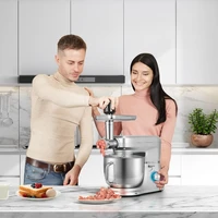 6 in 1 Multi-function Stand Mixer 10-speed Tilt Head Meat Grinder Juicer Vegetable Slicer Pasta and Cookie Maker Silver 2