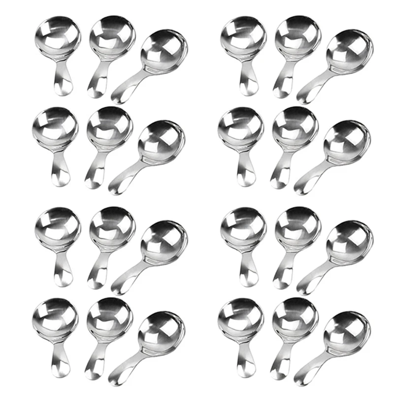 

24 Pcs Stainless Steel Short Handle Spoons Mini Salt Spoons Condiments Spoon Dessert Spoon Tea Coffee Spoons,Silver