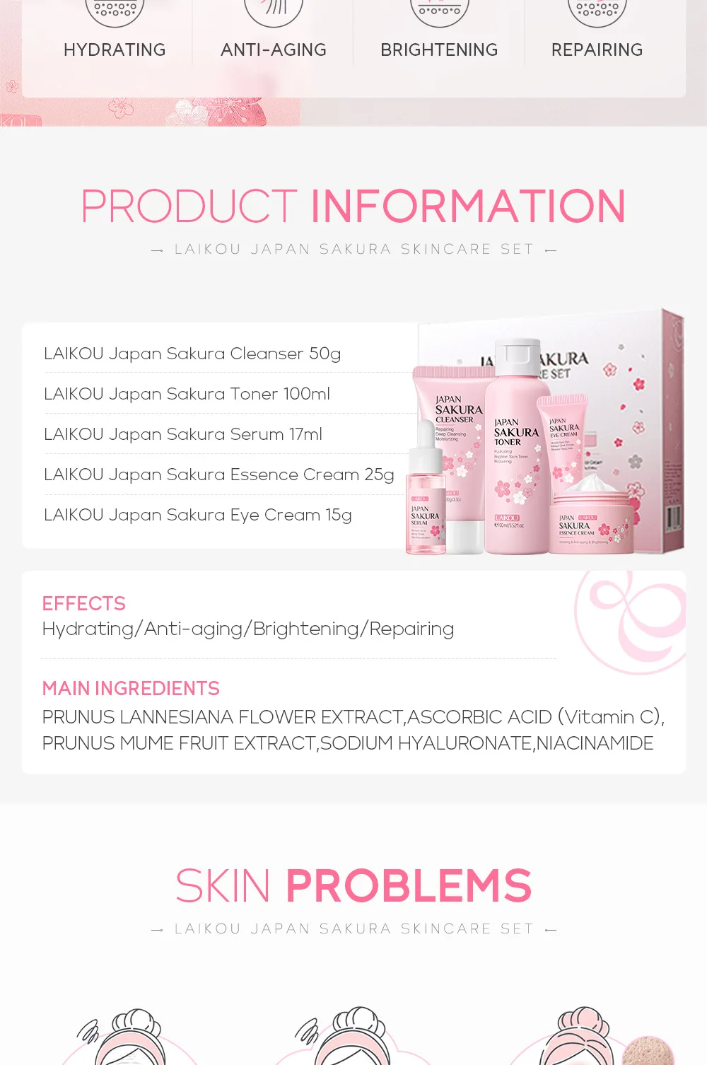 Laikou Japan Sakura Skin Care Set – 5 Pcs S22860E80119642F8Bacea01160C7A94Dp