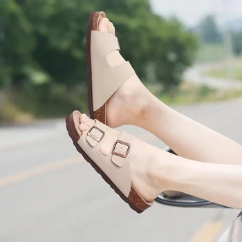 Comwarm Summer Fashion Clogs Sandals For Women Outdoor Non-slip Beach Shoes With Adjustable Buckle Classic Suede Mules Slippers