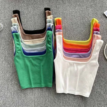 Tank Top Women Sexy Backless Y2k Top Slim Fit Bottoming Blouse Solid Crop Top Sleeveless Camis Mujer 1