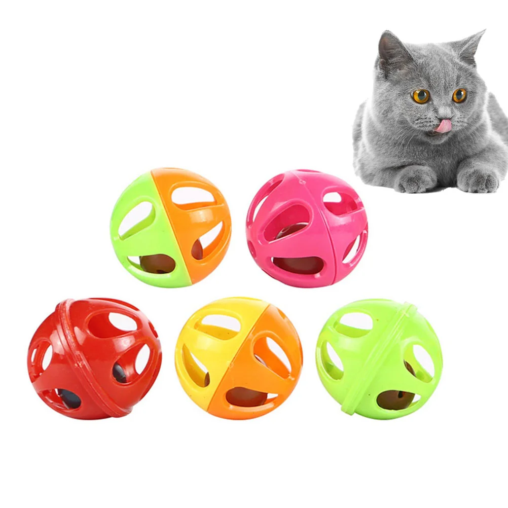 

50pcs Funny Cat Hollow-out Ball Toys Cat Playing Teaser Creative 2 Colors Bell Ball Toy (Random Color)