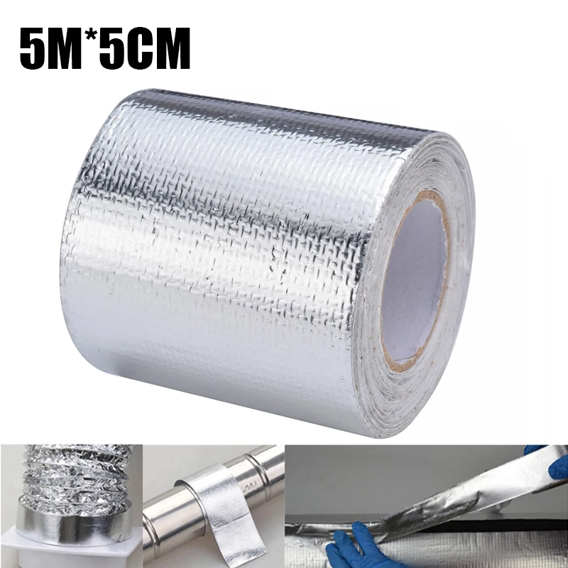 5mx5cm Aluminum Foil Thermal Exhaust Tape Air Intake Heat Insulation
