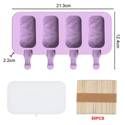 Silicone DIY Ice Cream Popsicle Maker with Lid (4 diamonds cover M)
