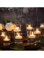 Clear Cylinder Glass Candle Holder Pillar High Borosilicate Glass Candle Holder Vase Wedding Party Decor(Candles Not Included) 4