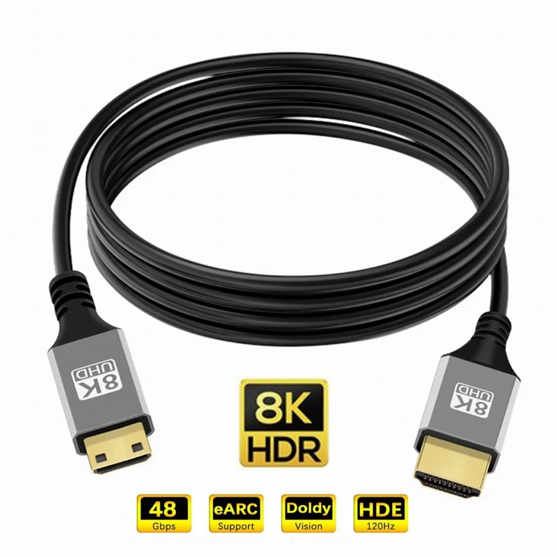 UHD 8K Mini HDMI-compatible to HDMI Cable 0.5m 1m 3m HDMI 2.1V Cord For  Camera TV Tablet Support 8K 4K 5K 48Gbps eARC HDR10 HDCP