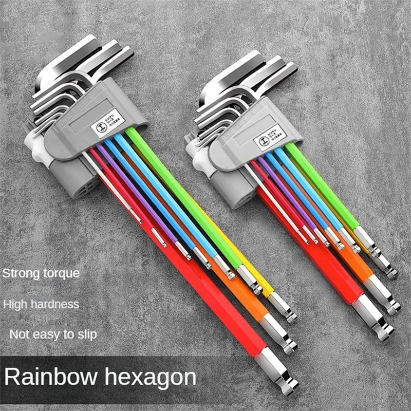 

Набор универсальных шестигранных ключей, комплект гаечных ключей с шестигранным хвостовиком, с 6 цветными шариковыми ключами типа L, ручные инструменты для ремонта