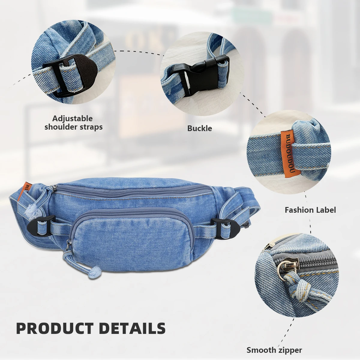 Japanese Style Denim Chest Bag for Women 2025 New Trendy Brand Niche Small Backpack Women's Waist Bag Casual Versatile Crossbody Bag Shopping Mountaineering Bag Climbing Fishing Shopping