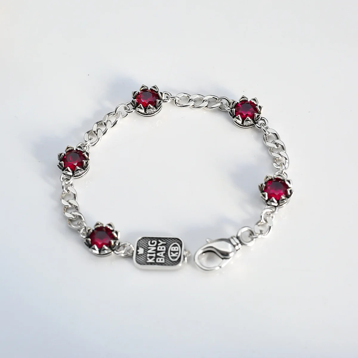 

S925 Thai Silver Bracelet With Garnet Bracelet Rock Punk Light Luxury Niche Male And Female Couple Bracelet