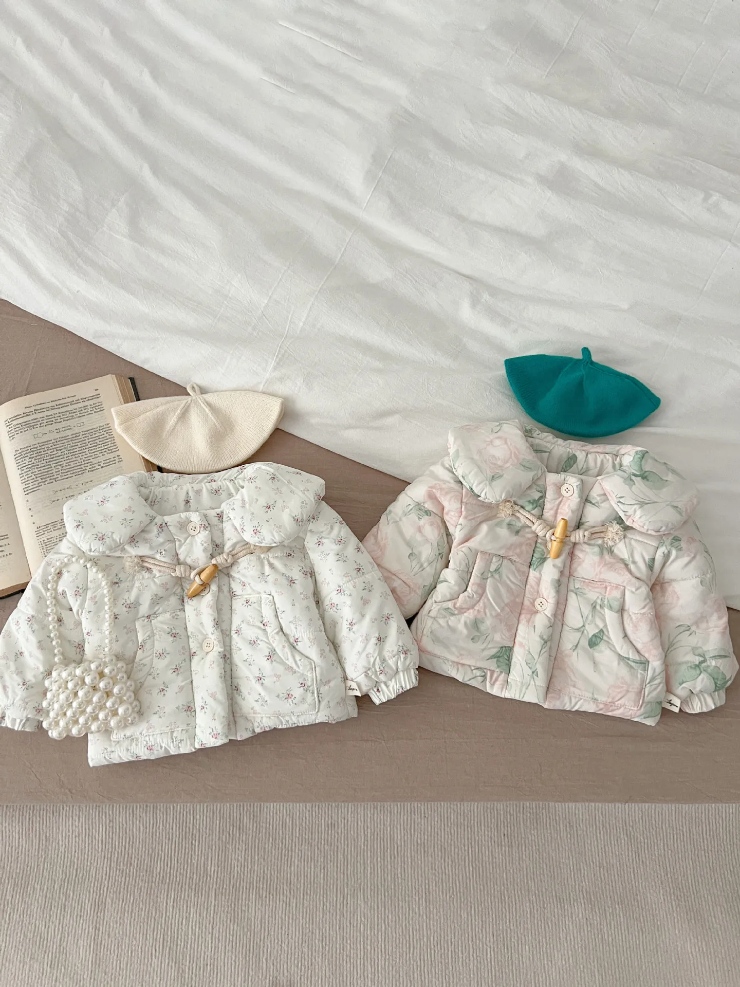 

Winter Baby Clothes 2023 Newborn Baby Outerwear For Girl Floral Thick Cotton Padded Warm Infant Girl Down Jacket Toddler Coat