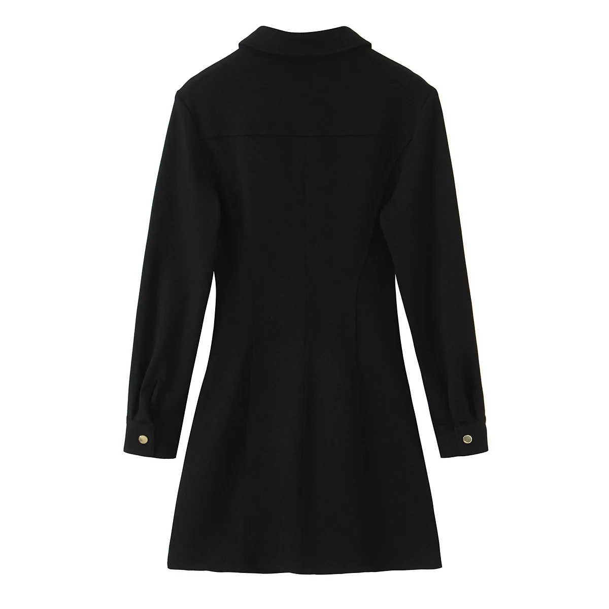 Women Elegant Slim Black Mini Dress Female Lapel Single Breasted Shirt Dress Lady Commut Party Fashion High Street Short Dress
