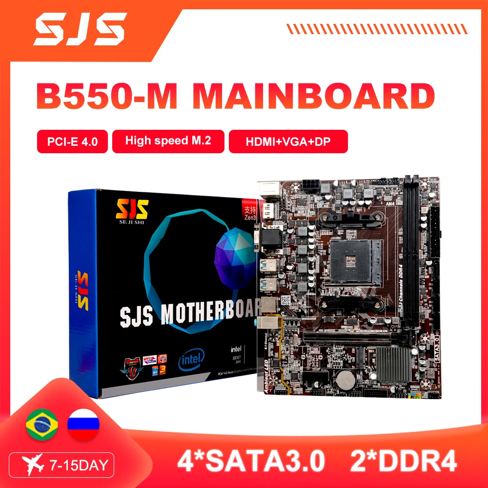 Sjs Nuova Scheda Madre Amd B550M Micro-Atx B550-Vh-W Ddr4 64G M.2 Usb3.2 4Sata 3.0 Per Socket Processore Cpu Amd Ryzen Am4 Placa Mae