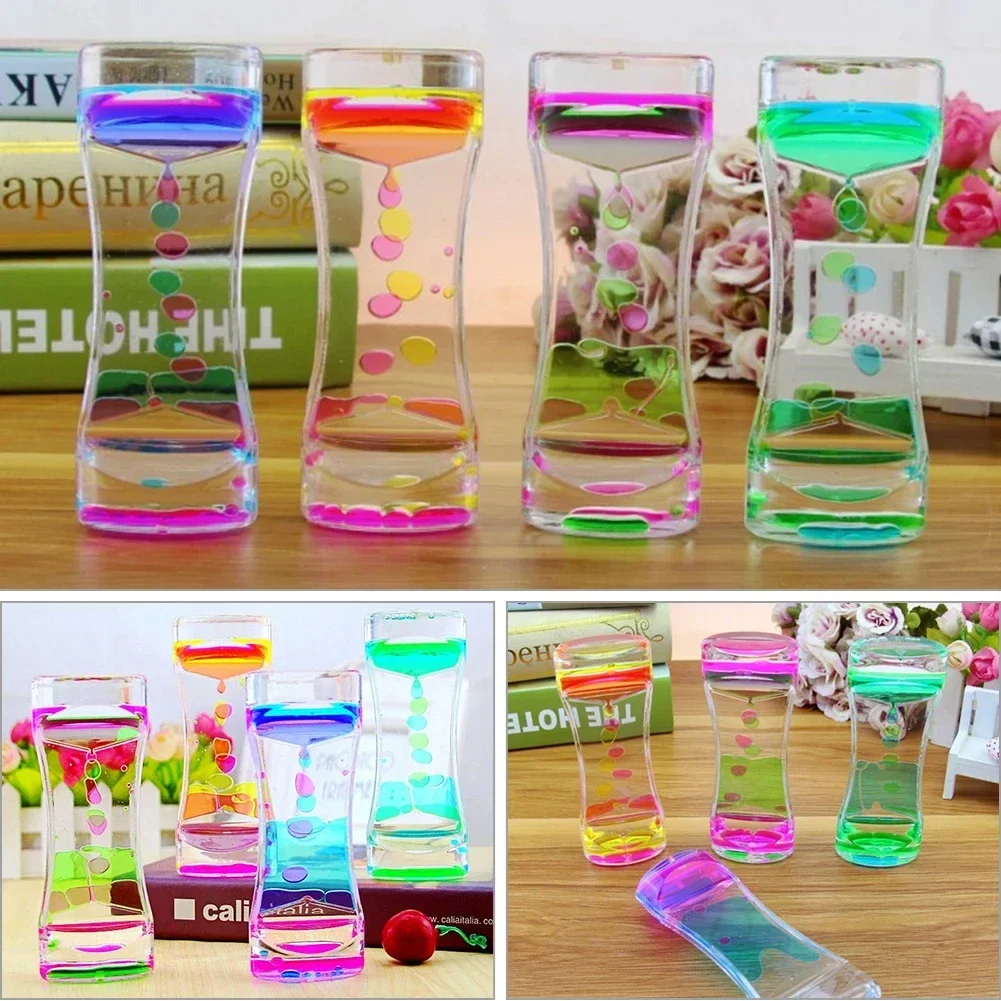 Liquid Hourglass Timer Creative Decompression Two-color Drop Liquid Acrylic Oil Drop Hourglass for Children's Gift