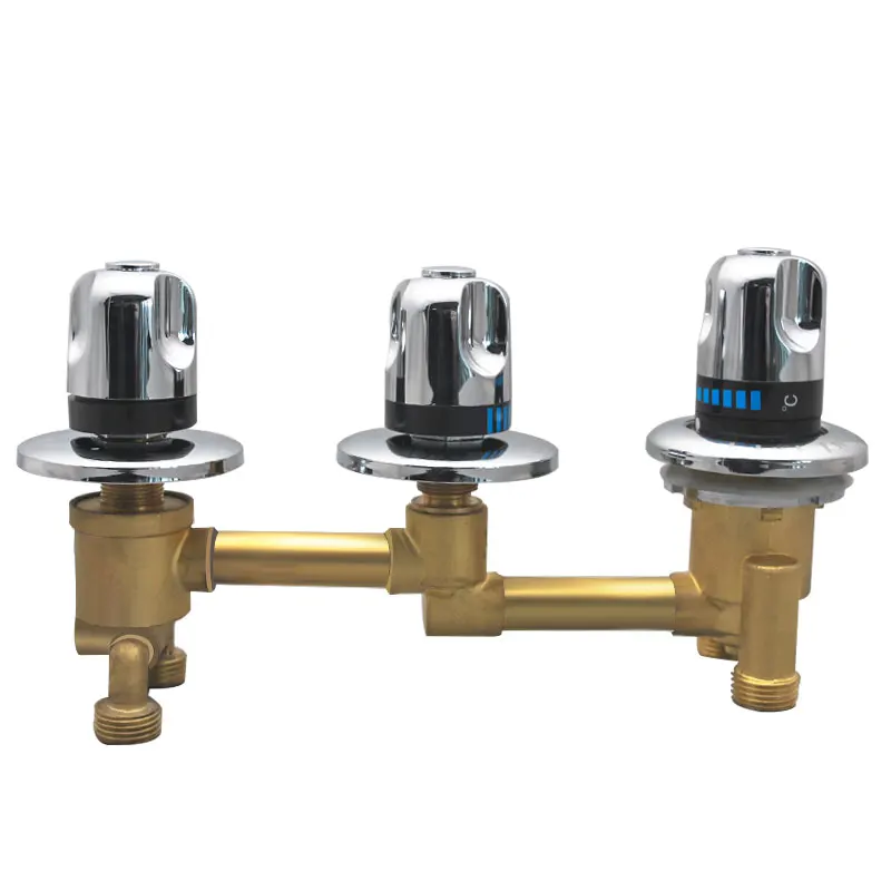 3 Way Diverter Shower Waterfall Bathtub Thermostat Faucet One Piece Square 3 Handle Knobs Bath Shower Mixer Tap 3