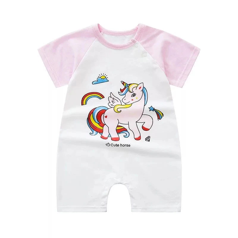 Newborn Baby Clothes Short Sleeve Romper Printed Cartoon Cute Baby Boys One-piece Clothes Toddler Jumpsuit Infantil Costume 4