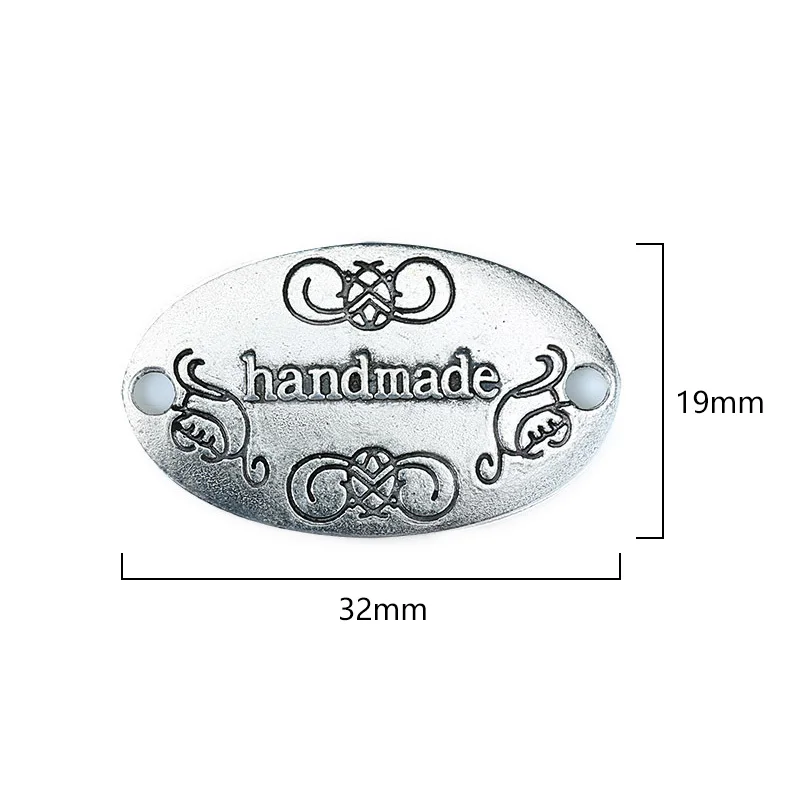 10Pcs Handmade Labels Silver Bronze Bow Metal Tags for Clothes Hats Vintage Alloy Hand Made Tag Sewing Accessories images - 6