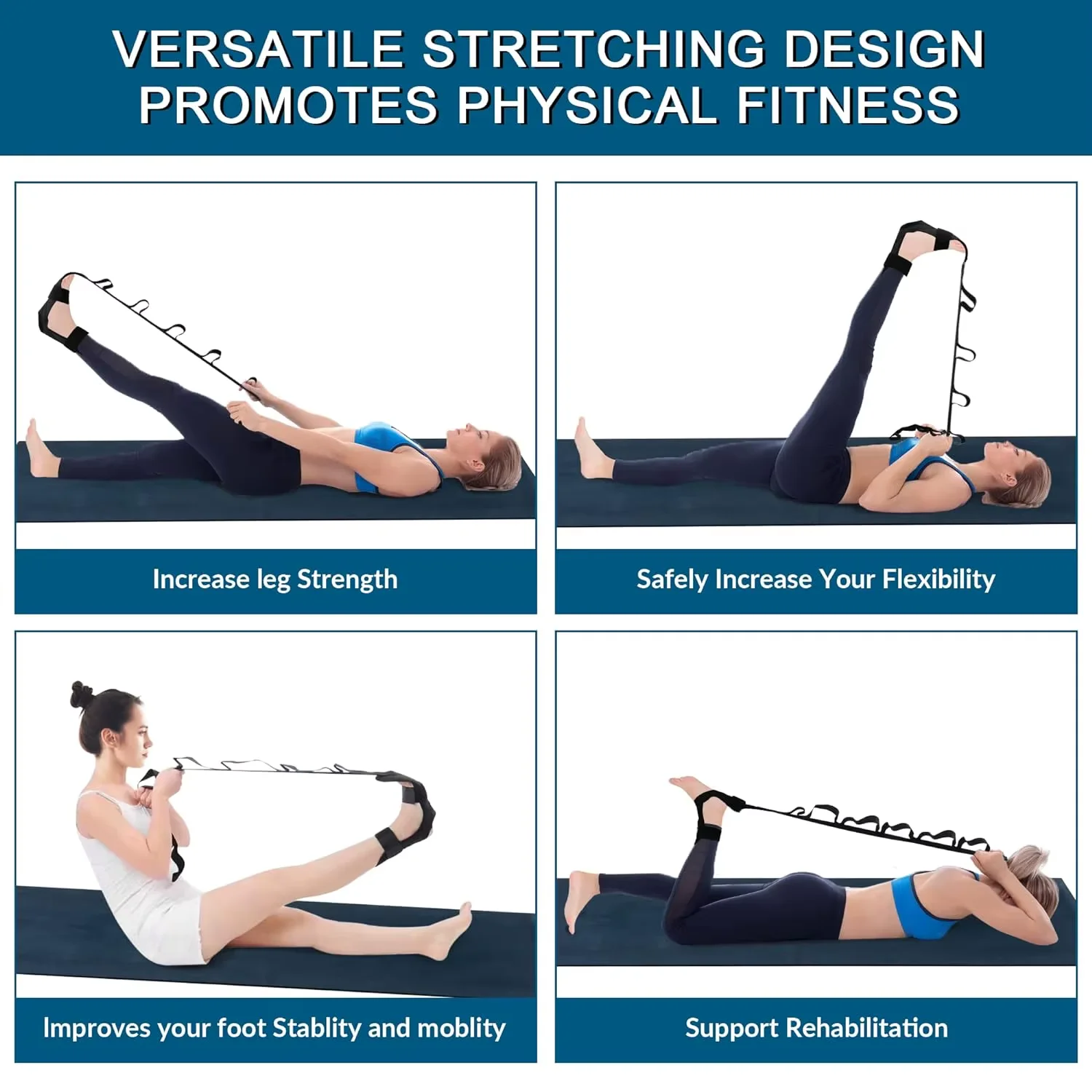 Yoga Stretching Band Segmented Adjustment Assisted With Foot Stretching Band Rehabilitation Training Foot and Leg