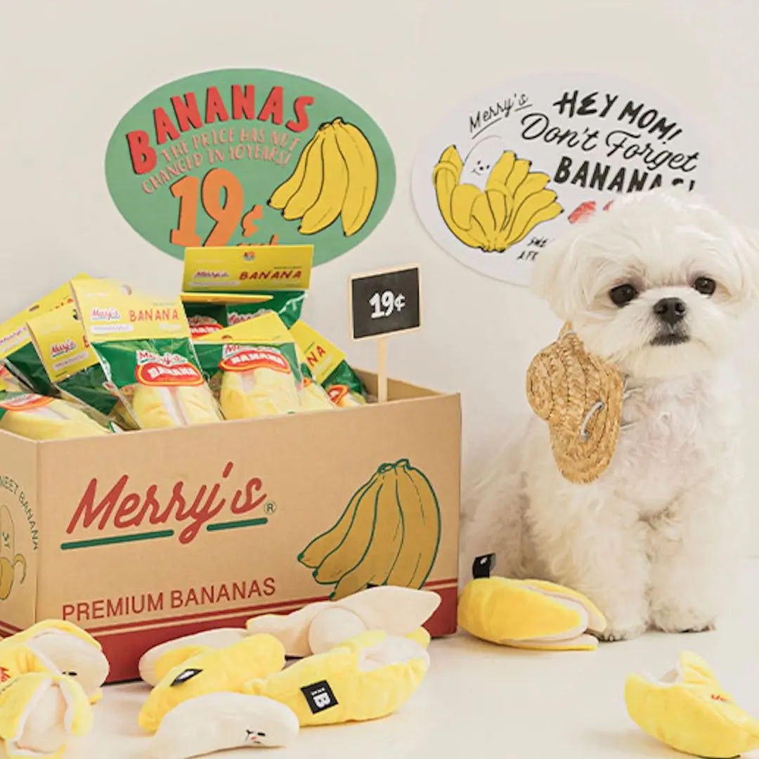 Jouet en peluche durable pour chien en forme de banane