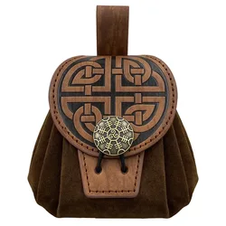 Steampunk Medieval Style Leather Waist Bag with Drawstring (Brown - C)