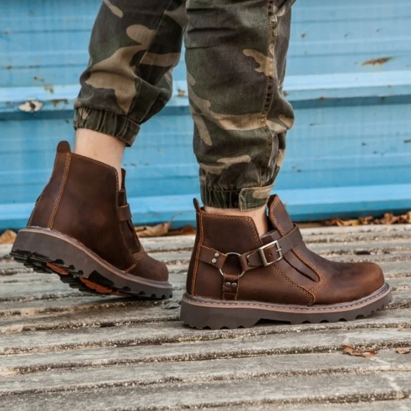 Men's Short Boots Classic Vintage Cowhide Boots Leather Outdoor Sport shoes Super Top Qualit&auml; Tooling leather boots,mens leather boots,motorcycle leather boots